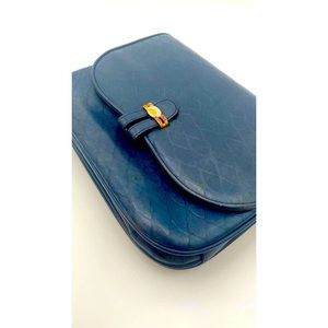 Gucci Vintage Blue Leather Croc Bag